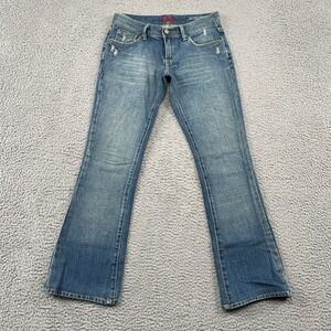 Blue Cult Jeans Womens 25 Blue Weekender Flare Midrise Comfort Flare Distressed